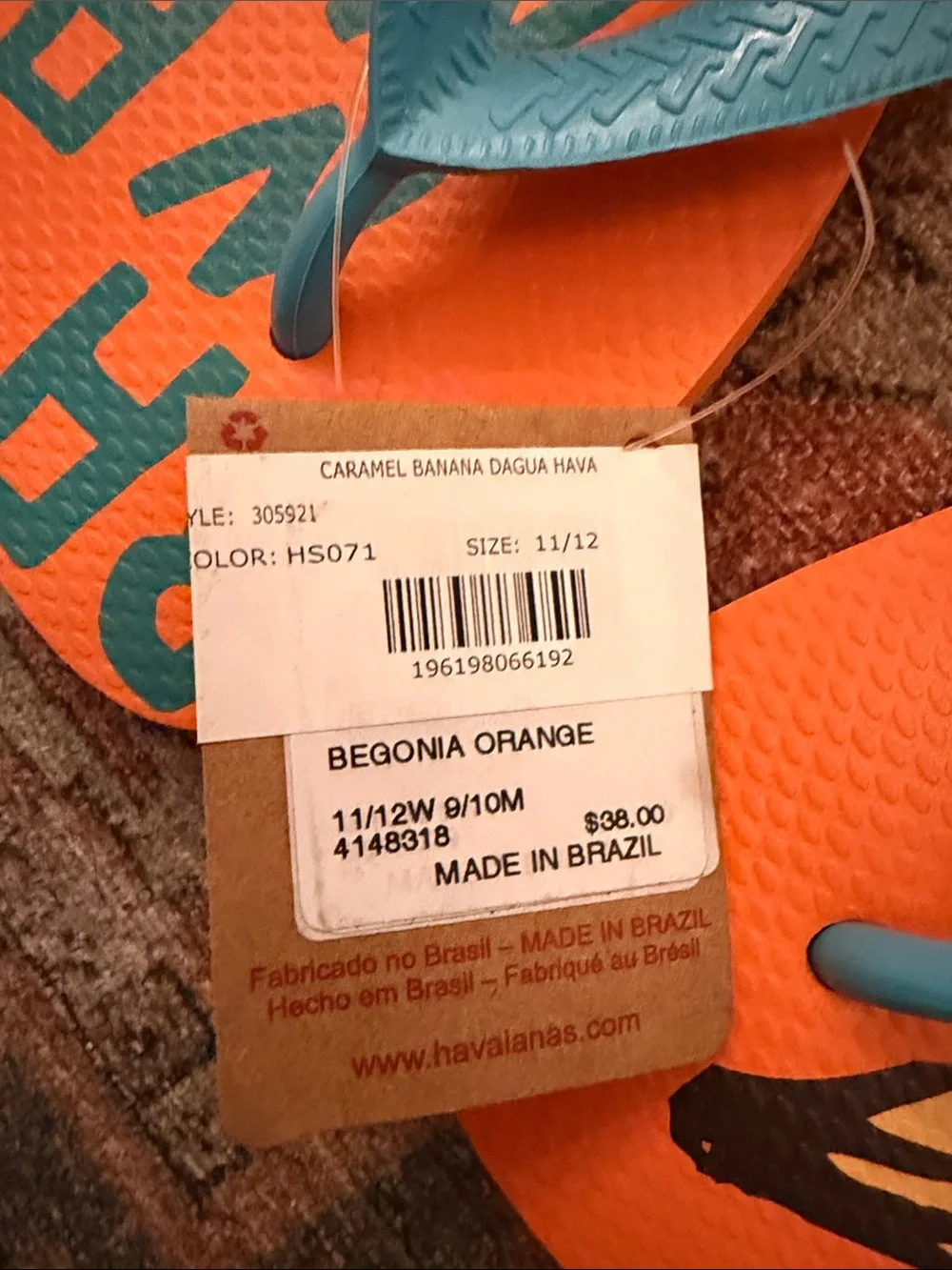 FARM RIO x HAVAIANAS Caramel Banana Dagua Sandals in Sz W11/12 M9/10 - NWT!